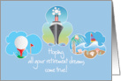 Retirement Congratulations with Golf Ball, Sailboat and Cruise Ship card