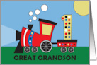 First Birthday for Great Grandson with Polka Dot Train and Number One card