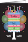 Hand Lettered 13th Birthday Party Invitation Cake, Hearts & Balloons card