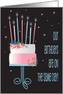 Birthday for Mutual Birthday, Floral Birthday Cake with Candles card