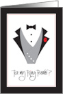 Hand Lettered Invitation to Be Ring Bearer Tuxedo with Red Rose card