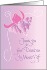 Thank you for your Donation in Memory of with fuschia flower card