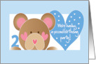 Invitation for Boy’s 2nd Birthday Party with Teddy Bear and Hearts card