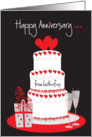 Anniversary from Both of Us, Heart Cake and Champagne card