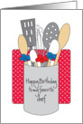 Birthday to Favorite Chef with Cooking Utensils and Wallaper card