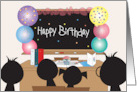 Student Birthday from Teacher with Students by Balloons on Blackboard card