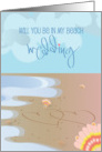 Hand Lettered Be In Beach My Wedding Hearts in Sand and Seashells card