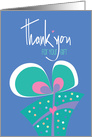 Thank you for Gift in Calligraphy, with Polka Dot Wrapped Gift card
