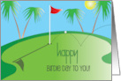 Happy Birthday to Favorite Golfer Large Letters Golf Ball and Red Tee card