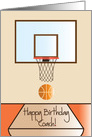 Birthday for Basketball Coach with Basketball, Hoop and Net card