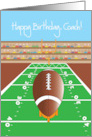 Birthday for Football Coach with Football Field and Goal Post card