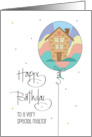 Hand Lettered Birthday for Realtor Balloon with Cute Home Inside card