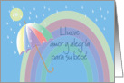 Felicidades Para Beb Nuevo con Arco Iris y Sombrilla Hermosa card