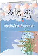 Hand Lettered Doctors’ Day 2024 Beach Scene for Extraordinary Doctor card