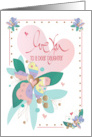 Hand Lettered Mother’s Day for Daughter Watercolor Flowers and Heart card