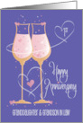 1st Anniversary Granddaughter & Grandson in Law Champagne Glasses card
