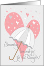 Bridal Shower for Daughter, Umbrella and Heart Raindrops card