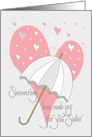Bridal Shower for Sister with Umbrella and Heart Raindrops card