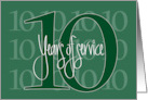 Hand Lettered 10th Year Employee Work Anniversary 10 Years of Service card