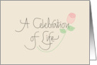 Invitation of Celebration of Life Memorial Service with Long Stem Rose card