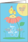 Hand lettered Mother’s Day from Pet with Mom and Baby Bird on Flower card