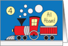 Invitation for Boy’s 4th Birthday Party with Red Train and Engine card
