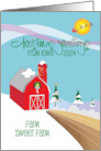 Iowa Christmas Greetings Red Decorated Barn and Decorated Trees card