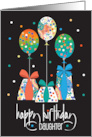 Hand Lettered Birthday for Daughter Patterned Gifts and Balloons card