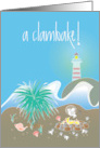 Clam Bake Party Invitation Seaside with Lighthouse and Clambake card