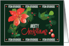 Hand Lettered Merry Christmas from Arkansas Poinsettia with Berries card