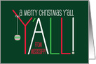 Hand Lettered Christmas Y’All from Mississippi & Striped Ornament card