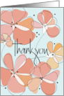 Hand Lettered Thank you with Bright Orange Melon Stylized Flowers card