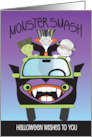 Hand Lettered Halloween Vampire Car Monster Smash Dracula and Friends card