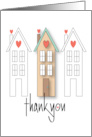 Hand Lettered Thank you from Realtor Trio of Houses with Hearts card