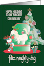 Feliz Naughty Dog Christmas for Dog Walker with Lazy Dog in Chair card