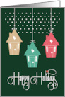 Hand Lettered Christmas to Realtor Trio of Dangling Homes in Snowfall card