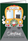 Hand Lettered Christmas from Bus Driver School Bus with Wreath card