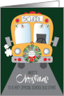 Hand Lettered Christmas to Bus Driver School Bus with Stylized Wreath card