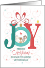 Christmas to Veterinarian, with Two Dogs, Cat & Bird in Joy Ornament card