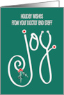 Hand Lettered Christmas from your Doctor, Joy with Stethoscope card