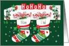 Christmas for Mom and Dad Ho Ho Ho Mantle with Decorated Stockings card