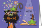 Halloween Party Invitation Wicked Good Time Cauldron and Frogs card