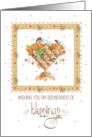 Hand Lettered Thanksgiving Abundance of Blessings Pumpkin Cornucopia card