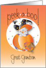 Halloween Peek-a-Boo for Great Grandson with Mouse in Witch’s Hat card
