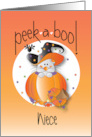 Halloween Peek-a-Boo for Niece with Mouse in Black Witch’s Hat card