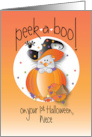 First Halloween Peek-a-Boo for Niece Mouse in Witch’s Hat and Pumpkin card