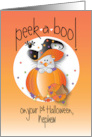 First Halloween Peek-a-Boo for Nephew Mouse in Witch’s Hat card
