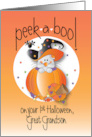 First Halloween for Great Grandson Peek-a-Boo Mouse in Pumpkin card