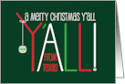 Merry Christmas Y’All From Texas, Tall Colorful Letters & Ornament card