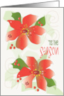 Hand Lettered Floral Christmas from England with Red Poinsettias card